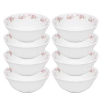 Jogo 8 Bowl Tigela Cumbuca Caldos Sobremesas Flowers Pink Vidro 400ml Em Casa Tem