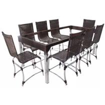 Jogo 8 Cadeiras e Mesa Haiti em Alumínio para Cozinha e Edícula Trama Original