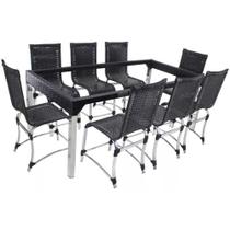 Jogo 8 Cadeiras e Mesa Haiti em Alumínio para Cozinha e Edícula Trama Original