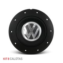 Jogo 8 Calota Centro Roda Ferro VW Amarok Aro 13 14 15 4 Furos Preta Fosca