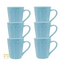 Jogo 8 Caneca Chá Café Azul 250ml em Porcelana