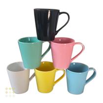 Jogo 8 Caneca Chá Café Colorida 250ml em Porcelana - MUNDO DA PORCELANA