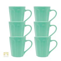Jogo 8 Caneca Chá Café Verde 250ml em Porcelana