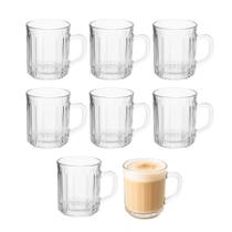 Jogo 8 Caneca de Cappuccino Chocolate Quente Chá 300ml de Vidro Em Casa Tem