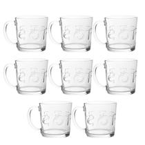 Jogo 8 Caneca de Vidro 340ml Cappuccino Café Chá Coffe Florende Em Casa Tem
