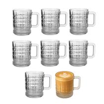 Jogo 8 Caneca de Vidro Café Cappuccino Quadrados Elusia 250ml Em Casa Tem
