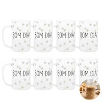 Jogo 8 Caneca de Vidro para Cappuccino Café Chá Bom Dia Resistente a Calor 280ml Wolff Jogo 8 Caneca de Vidro para Cappuccino Café Chá Bom Dia Resistente a Calor 280ml Wolff