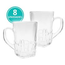 Jogo 8 Caneca Xícara de Café Capuccino Chá Vidro 170ml