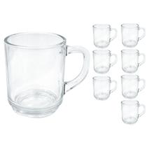 Jogo 8 Canecas De Vidro Lisa 250ml Transparente Praticasa