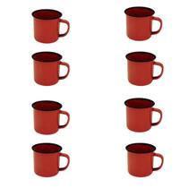Jogo 8 canecas esmaltada 8cm vermelha xícara café fazenda