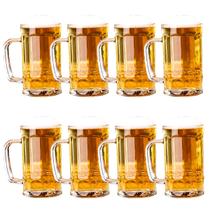 Jogo 8 Canecas Para Chopp Cerveja Vidro Grosso 375ml Premium