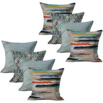 Jogo 8 Capas de Almofada Estampadas e Lisas 45x45cm Decorativas Sofá Cama