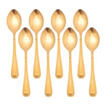 Jogo 8 Colheres Dourada de Mesa Sopa Jantar Victoria Gold Inox Fratelli
