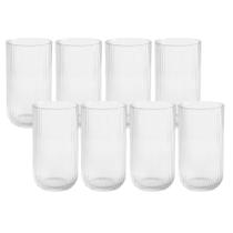 Jogo 8 Copo de Vidro Alto para Água Suco Lines Transparente 430ml Wolff Jogo 8 Copo de Vidro Alto para Água Suco Lines Transparente 430ml Wolff