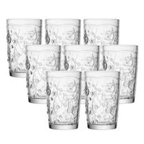 Jogo 8 Copo de Vidro New Butterfly Borboleta Flores Cristal Ecológico 330ml Lyor
