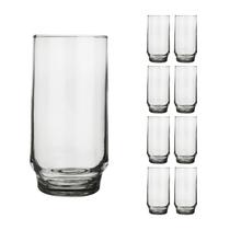 Jogo 8 Copos 410ml Vidro Lights Suco Agua Transparente Nadir