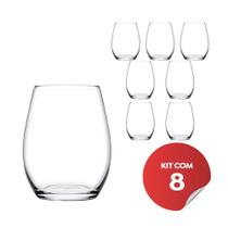 Jogo 8 Copos Baixo de Vidro Cor Transparente Lira Class Home 440ml