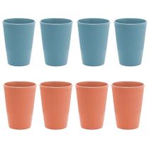 Jogo 8 Copos de Bambu e PP Texturizado Stripes Cores Sortidas 300ml Lyor