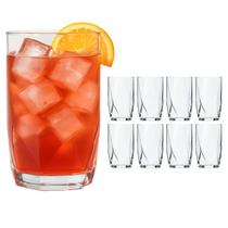 Jogo 8 Copos De Vidro Transparente 360ml Topazio Long Drink