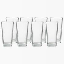 Jogo 8 Copos Vidro 260ml Transparente Venice Base Quadrada Agua