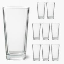 Jogo 8 Copos Vidro Venice 260ml Transparente Base Quadrada
