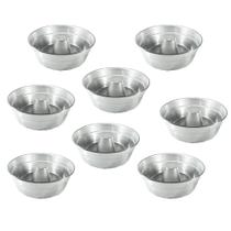 Jogo 8 Formas Redondas Bolo Pudim Para Padaria Com Cone 24 cm