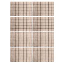 Jogo 8 Lugar Americano Retangular Mesa PVC Grid Branco Preto 45x30cm Lyor