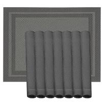 Jogo 8 Lugar Americano Retangular Mesa PVC Preto Executivo 30x45cm Em Casa Tem
