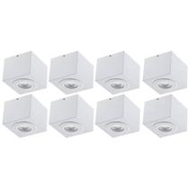 Jogo 8 Luminárias Plafon Quadrado Sobrepor Branco Sala Cozinha Escritório Dital Jogo 8 Luminárias Plafon Quadrado Sobrepor Branco Sala Cozinha Escritório Dital