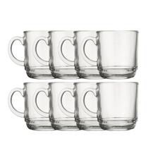 Jogo 8 Melhores Canecas Chá Café Modelo Vidro Liso 250ML Luxo Jogo 8 Melhores Canecas Chá Café Modelo Vidro Liso 250ML Luxo