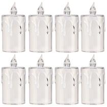 Jogo 8 Mini Velas Eletrônica Cristal LED Branco Quente 7,7cm - Art Christmas