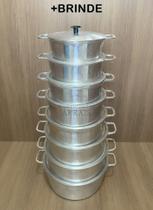 Jogo 8 Panelas Alumínio Batido Fundido Grosso Tampa Grossa