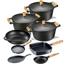 Jogo 8 Pçs 3 Caçarolas 3 Frigideira 1 Chapa 1 Parmegiana - Panela Mineira