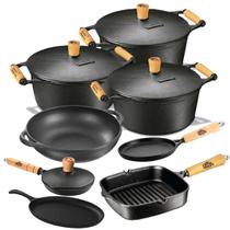 Jogo 8 Peças: 3 Caçarolas, 3 Frigideira, 1 Chapa Oval &amp 1 Parmegiana - Panela Mineira