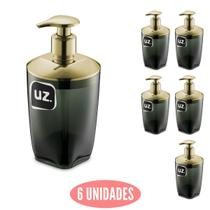 Jogo 8 Porta Sabão Detergente Slim Preto com Dourado Translucido UZ