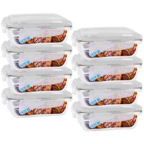 Jogo 8 Pote de Vidro Hermético Marmita Tampa 4 Travas 1520ml