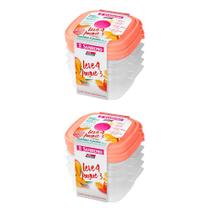 Jogo 8 potes 480ml plástico mantimentos alimentos frutas marmira vasilha tupperware tapuer sanremo