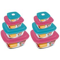Jogo 8 Potes Quadrado Vidro 300ml 500ml 1L 2L Marinex Nadir