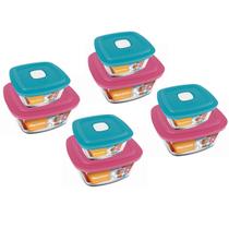 Jogo 8 Potes Quadrado Vidro 300ml 500ml Marinex Nadir