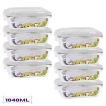 Jogo 8 Potes Vidro Hermetico Grande Mantimentos 1040 ml
