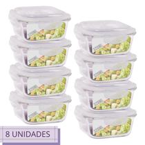Jogo 8 Potes Vidro Hermetico Pequeno Marmita Fit 320 ml Jogo 8 Potes Vidro Hermetico Pequeno Marmita Fit 320 ml
