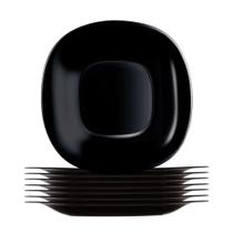 Jogo 8 Prato De Sobremesa Preto Quadrado Square 20cm Vidro Opalino Em Casa Tem Jogo 8 Prato De Sobremesa Preto Quadrado Square 20cm Vidro Opalino Em Casa Tem