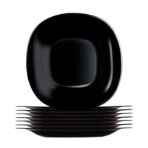Jogo 8 Prato Raso Preto Quadrado Square 26cm Vidro Opalino Em Casa Tem