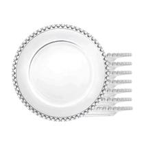Jogo 8 Pratos de Sobremesa 20cm Coração Cristal Transparente Lyor