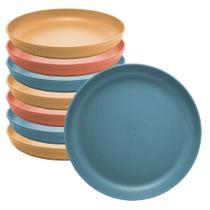Jogo 8 Pratos de Sobremesa Fibra de Bambu PP Stripes Cores Sortidas 20cm Lyor
