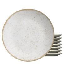 Jogo 8 Pratos Raso Coup Organic Cor Bege Cerâmica 29cm Alleanza