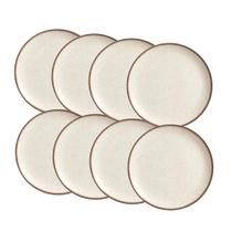 Jogo 8 Pratos Raso de Cerâmica ff White 29cm Coup Vanilla Alleanza