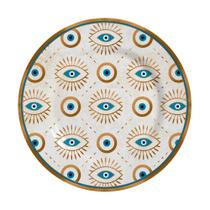 Jogo 8 Pratos Raso Olho Grego Plus Cerâmica Alleanza 1ªL