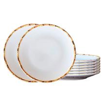 Jogo 8 Pratos Rasos 27cm Borda de Bambu 1ª Linha Scalla