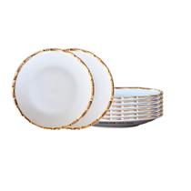 Jogo 8 Pratos Sobremesa 20cm Bambu Cerâmica Scalla 1ª Linha